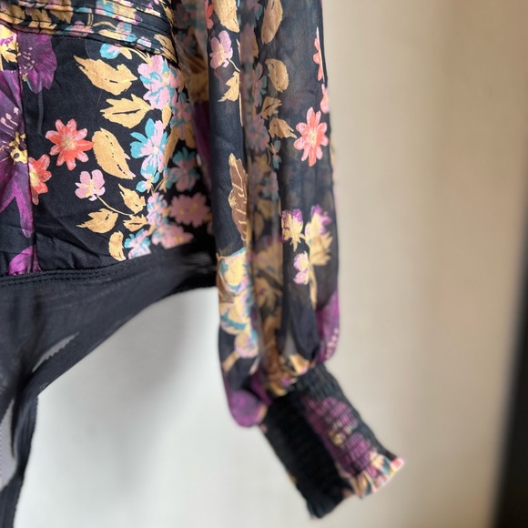 FP Intimately Floral Print Black Noir long sleeve Bodysuit Size S - Picture 10 of 12